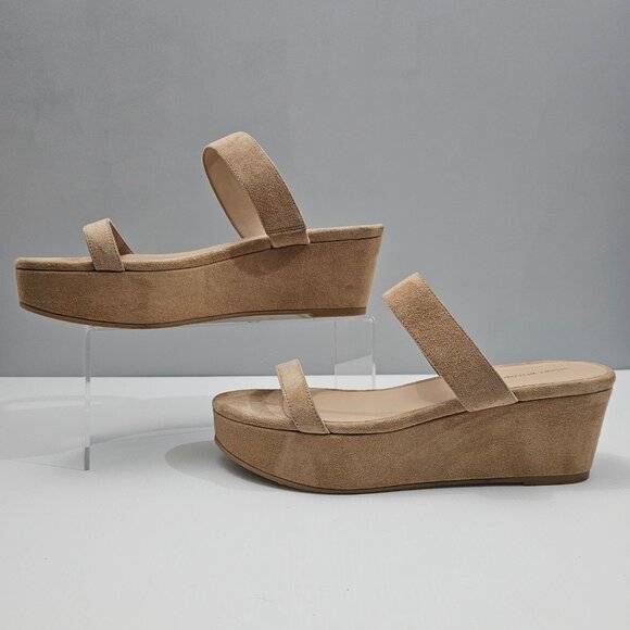 NEW Stuart Weitzman Boardwalk 65 Wedge Sandal Platform Sandalwood Tan Suede 11 - Picture 2 of 13